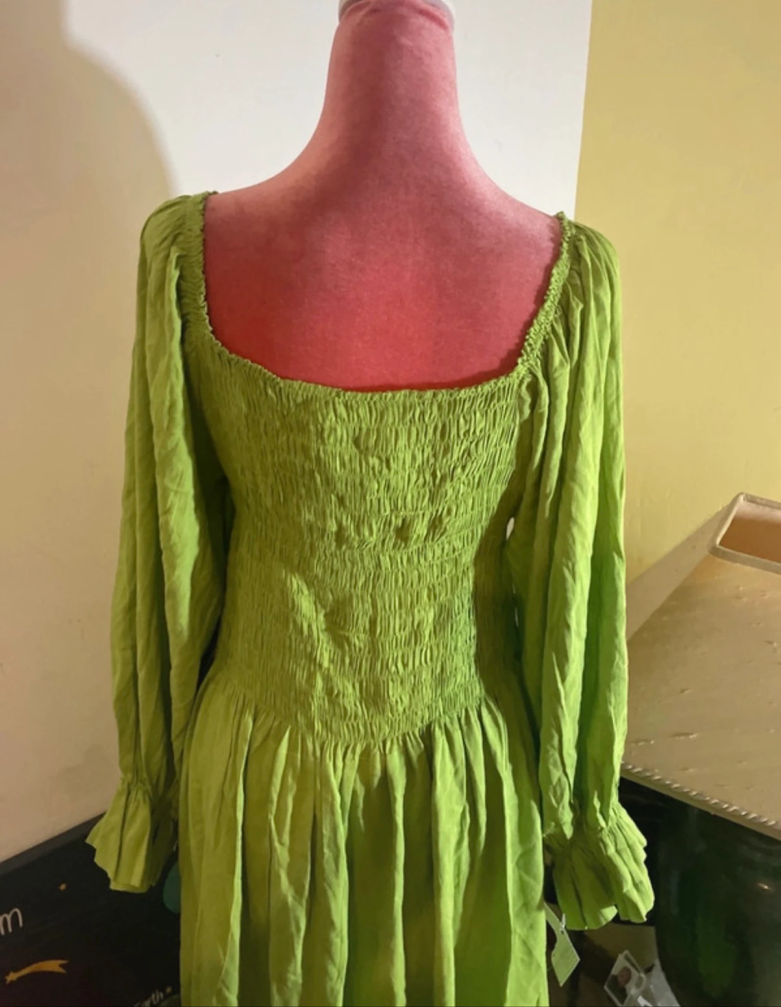 Lime green long dress, boho style. – photo 6